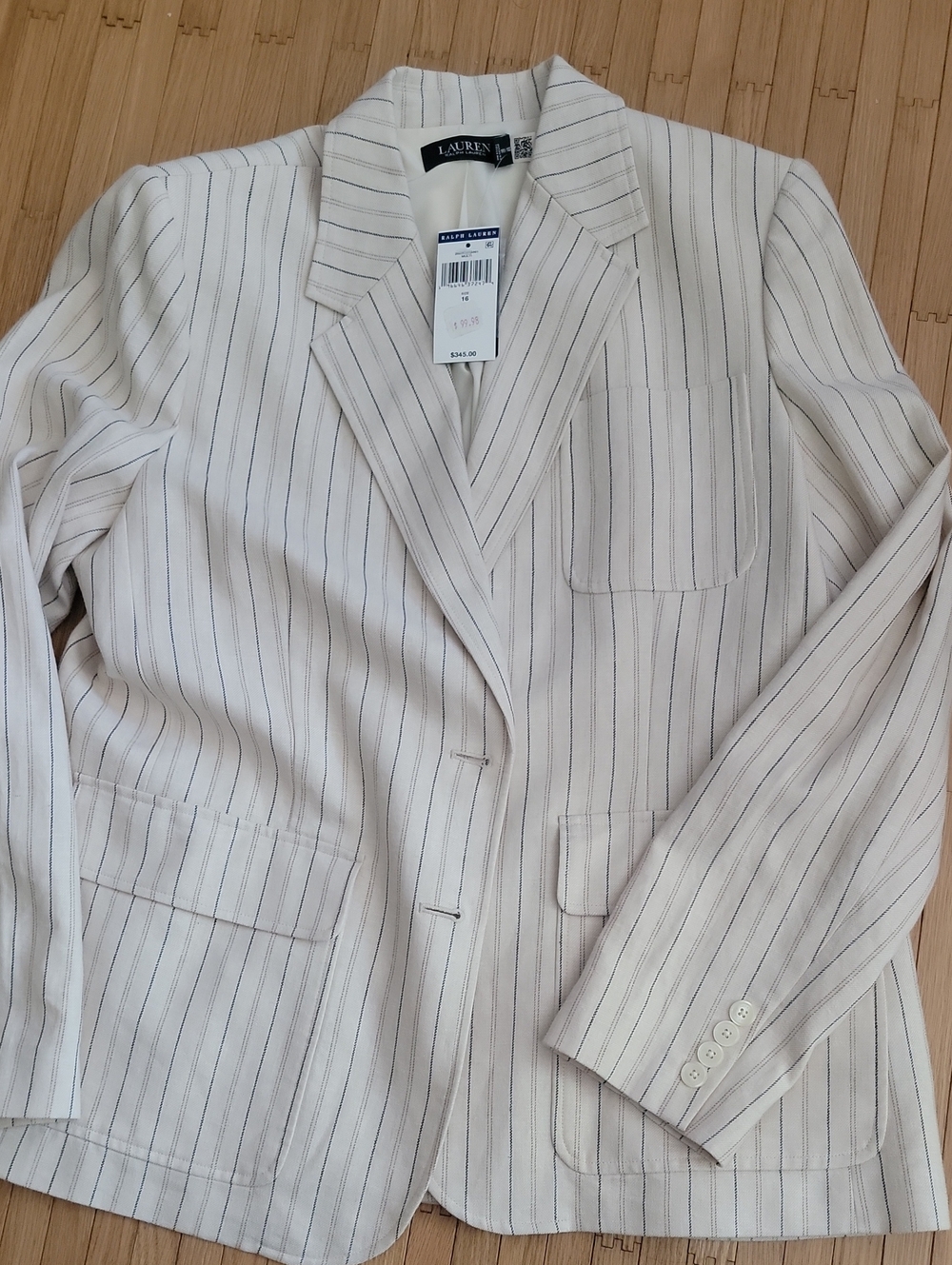 Lauren Ralph Lauren Cream Pinstripe Suit Jacket